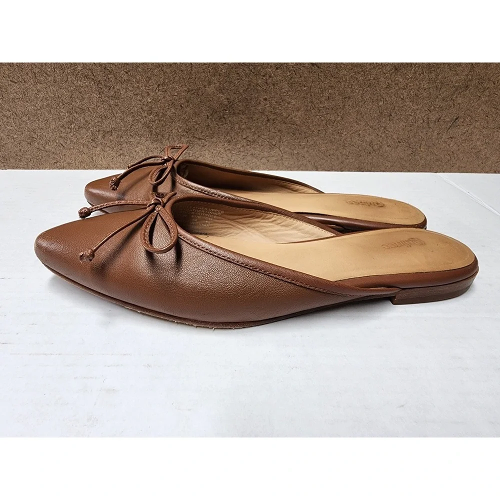 Quince Women Italian Leather Pointed Mule Cognac Shoes 7